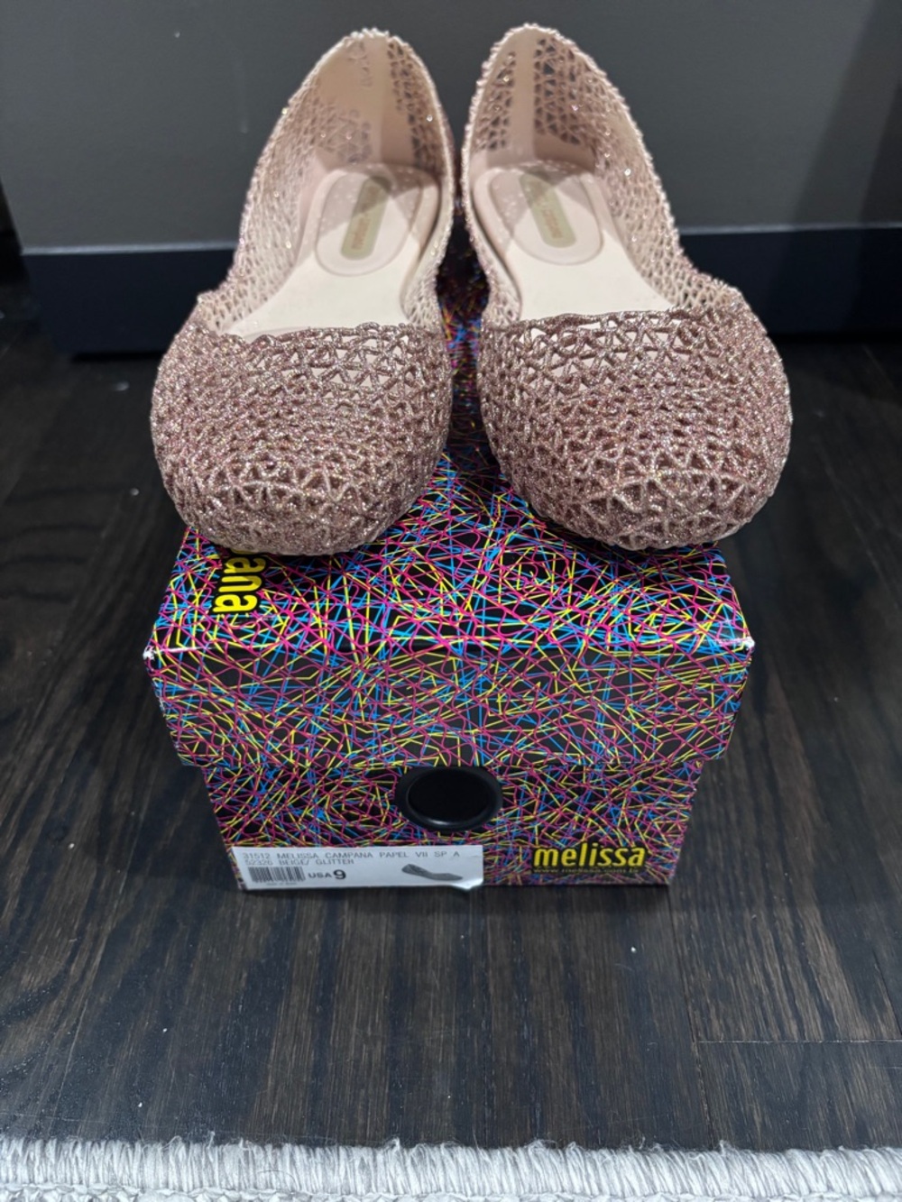 Melissa Women's Glitter Jelly Flats in Rose Gold